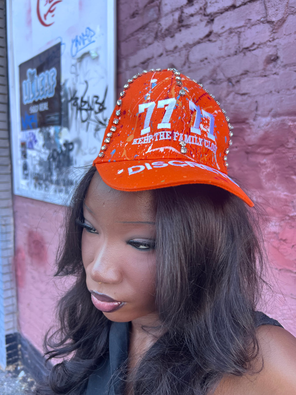 Orange double brim hat
