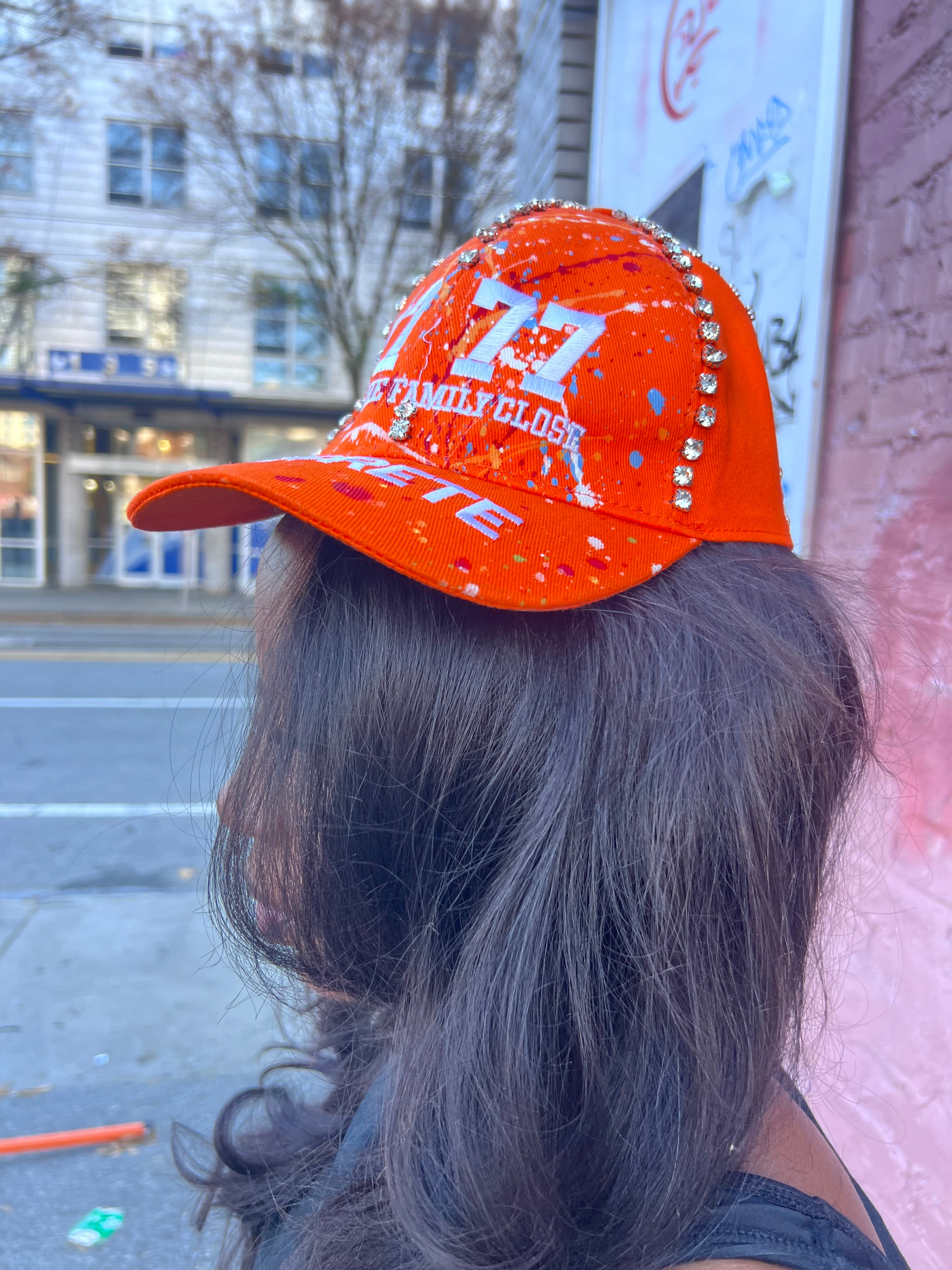 Orange double brim hat