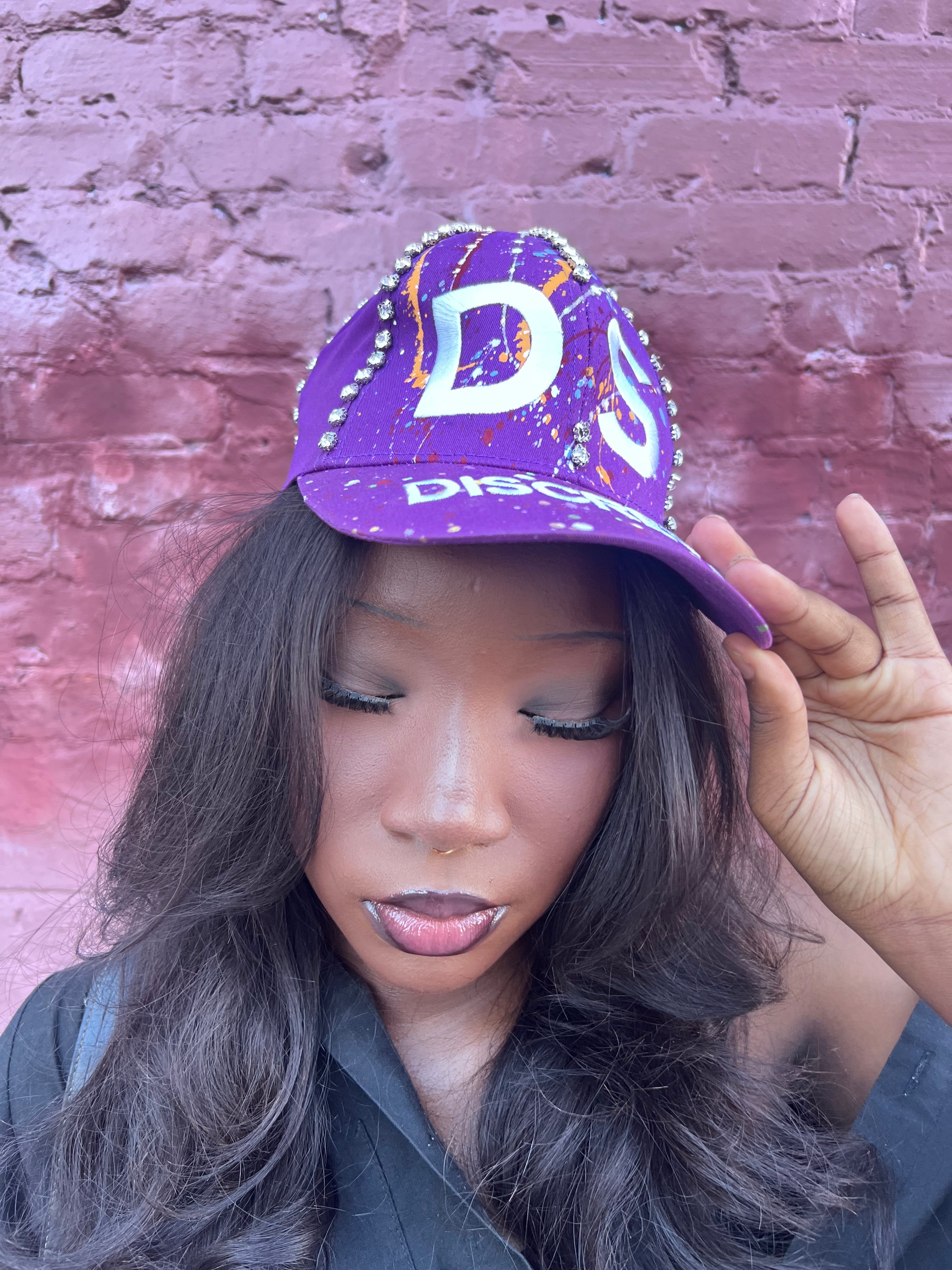 Purple double brim hat