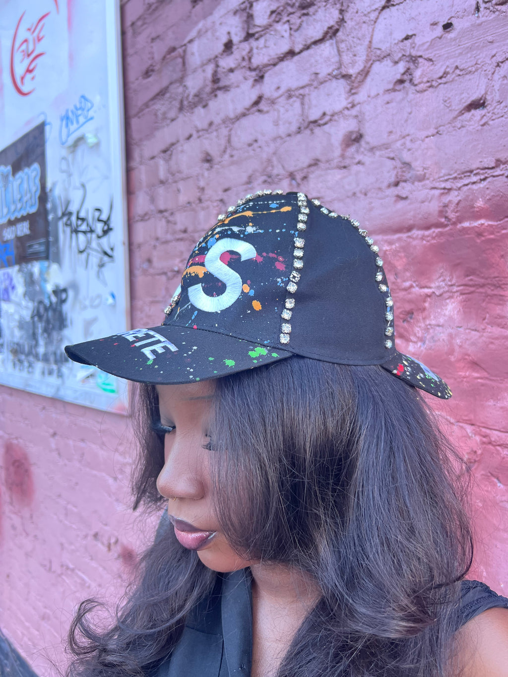 Black Double brim hat