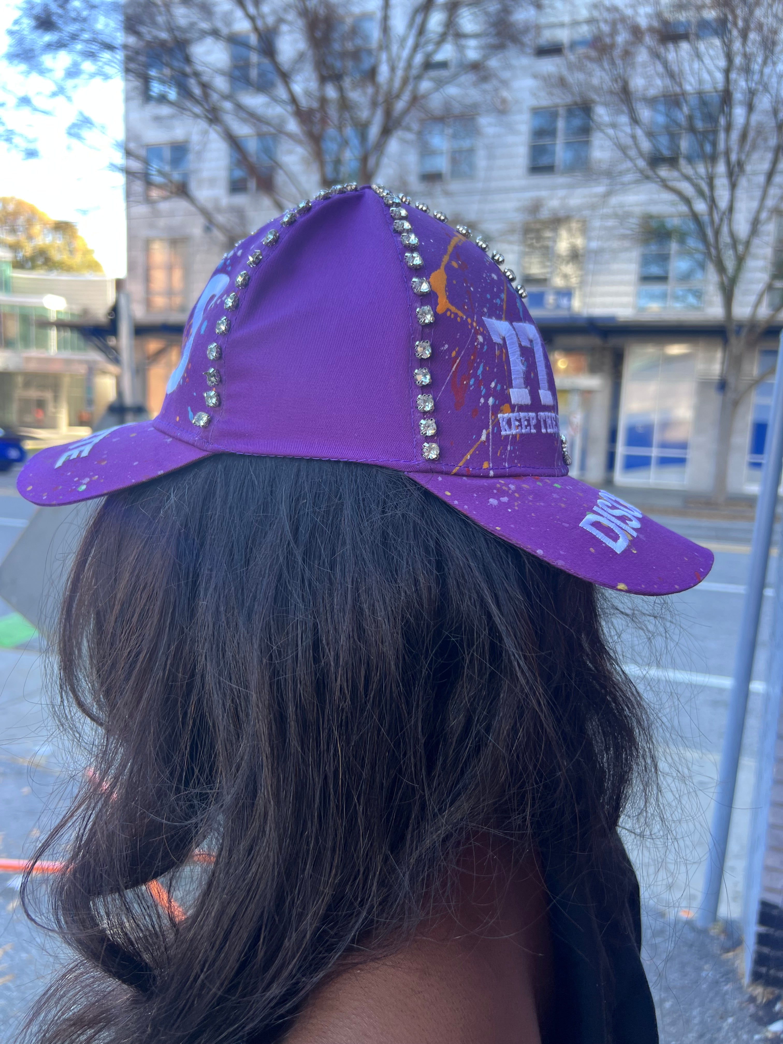 Purple double brim hat