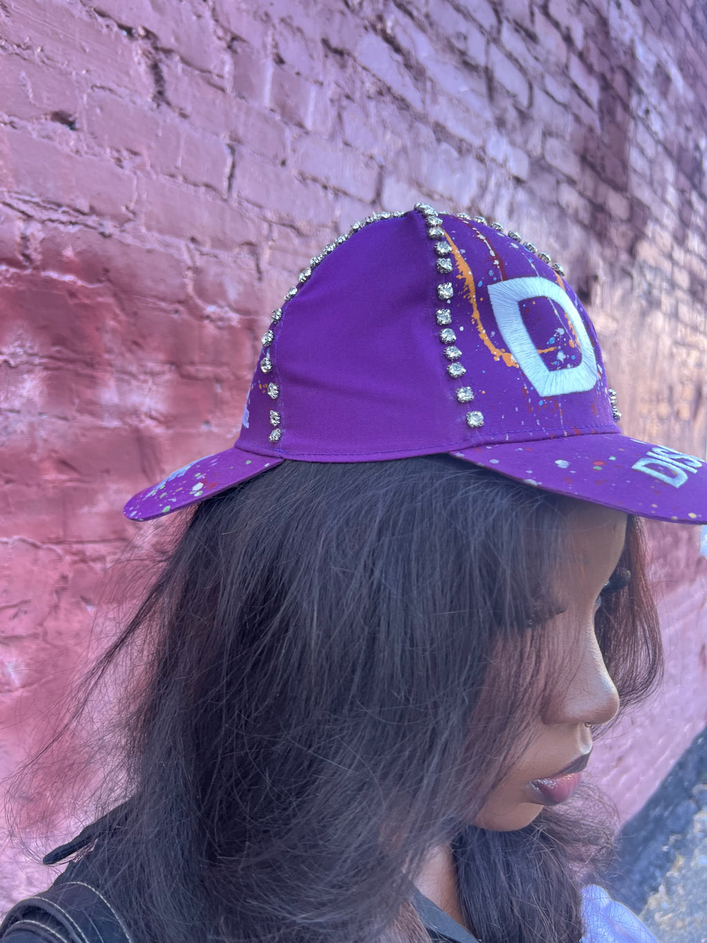 Purple double brim hat