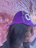 Purple double brim hat